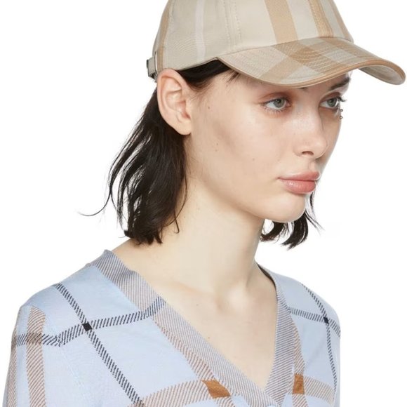 Burberry - Logo Cotton Check Baseball Cap - New - Picture 6 of 6